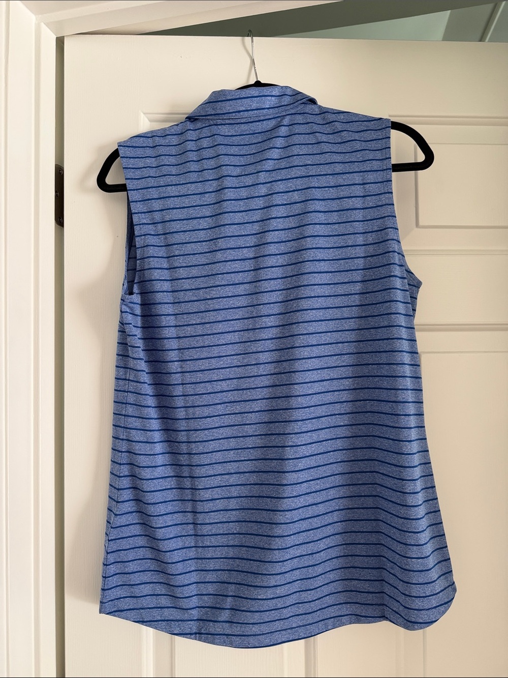 Puma Women's Light Blue Striped Sleeveless Polo Tank - Picture 2 of 4